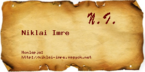 Niklai Imre névjegykártya